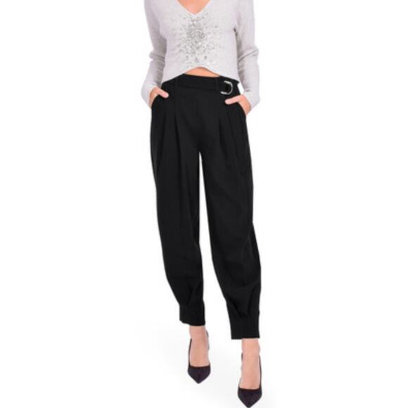 NWT$365 Cinq a Sept Ryn Pleated Wide-Leg Ankle Black Pants Sz 10